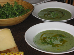 Arugula and leek soup.