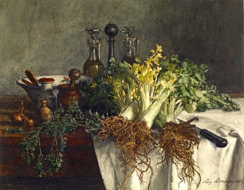 773px-Léon_Bonvin_-_Still_Life_on_Kitchen_Table_with_Celery,_Parsley,_Bowl,_and_Cruets_-_Walters_371504